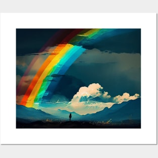 Abstract Rainbow Landscape Posters and Art